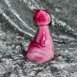 Pink cat glass paperweight